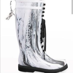 Off White For Riding Marble Lace Up Rainboots
